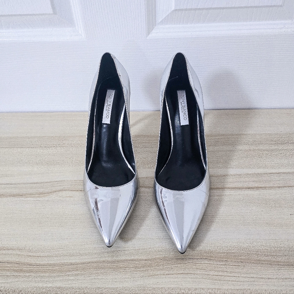 Toni Bianco Anja Metallic Silver Stiletto Heel Pumps Size 8.5 - Picture 4 of 15